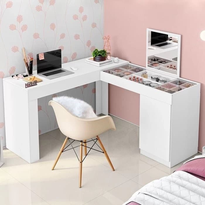 Escrivaninha Penteadeira de Canto com Espelho Princesa Mobler