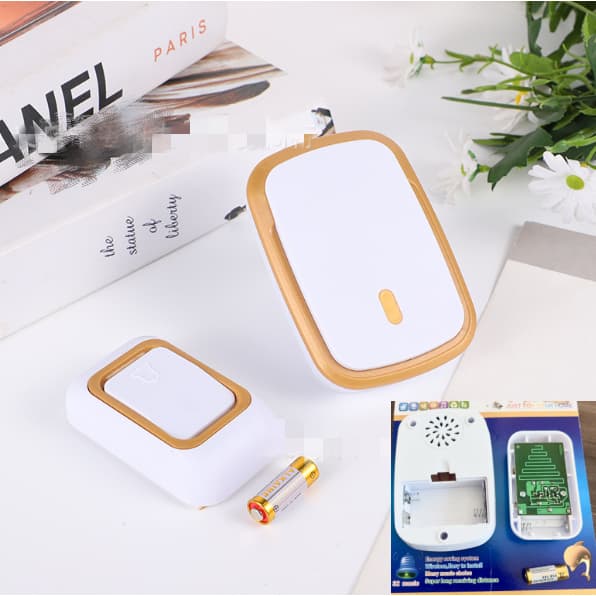 Campainha sem fio de longo alcance | Sinal de até 100 metros Disponível nas cores branco dourado / preta