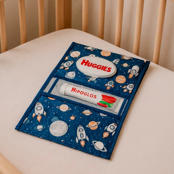 Porta Lenço Fraldas e Pomadas Portátil Estampado Sublimado Bebê