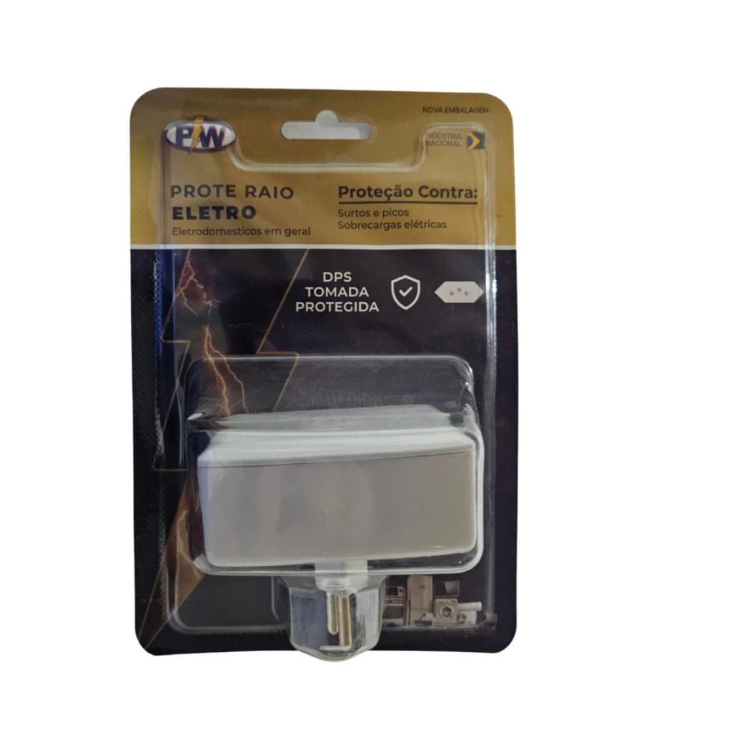 Protetor Contra Raios e Descargas/Picos de Energia - Protetor de Raio PW Eletro 2 Tomadas 127V/220v
