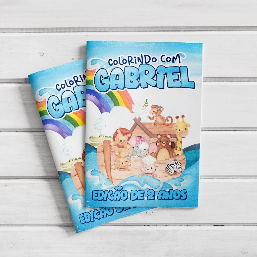Livro (revista) de Colorir Personalizado Lembrancinha Aniversário Arca de Noé