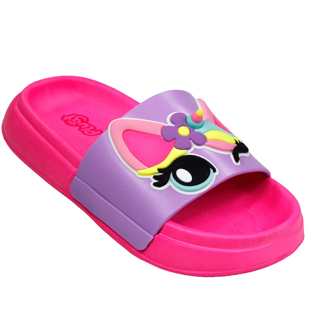 Chinelo Slide Unicórnio Infantil Menina Original Nuvem Plugt Floquinho Antiderrapante Confortável
