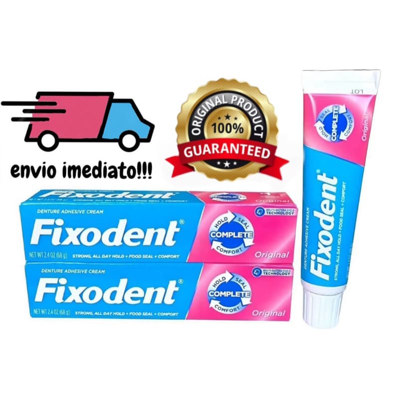 kit de 2 Fixodent Original 68g（2 turbo） 100% Original Fixador De Prótese Em Gel Sem Glúten