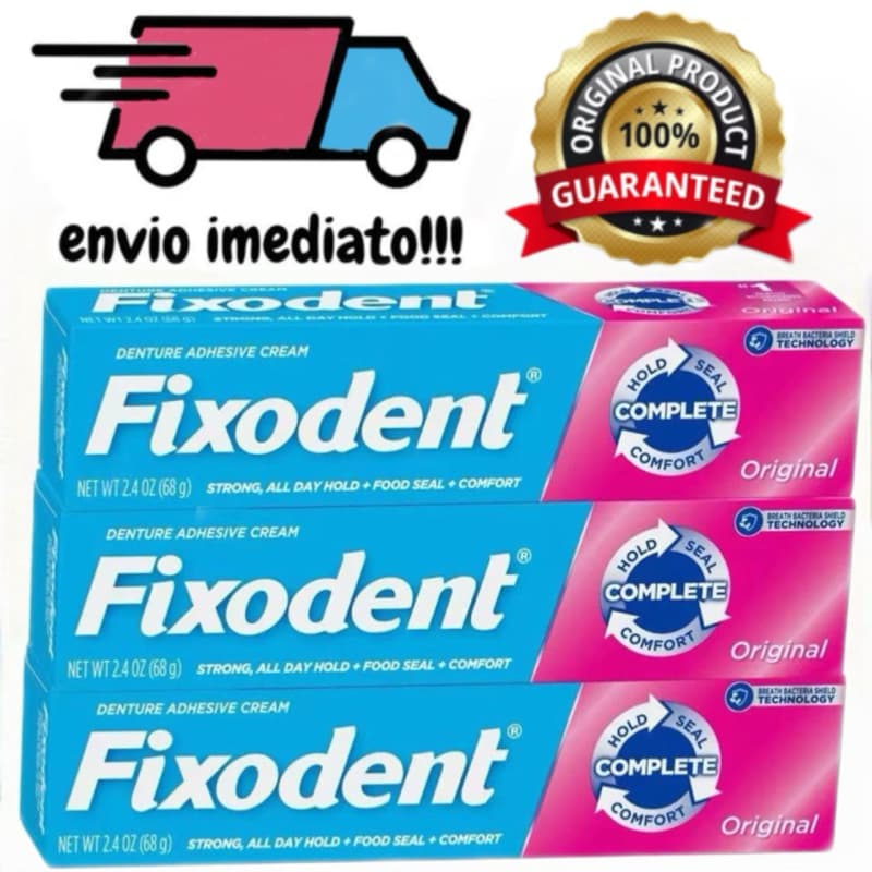 kit de 3 Fixodent Original 68g（3 turbo） 100% Original Fixador De Prótese Em Gel Sem Glúten