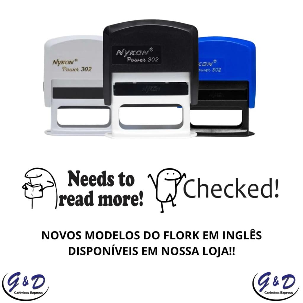 Carimbo Nykon 302 Modelo do Flork Inglês Pedagógicos Para Professores -  Medida 14x38mm