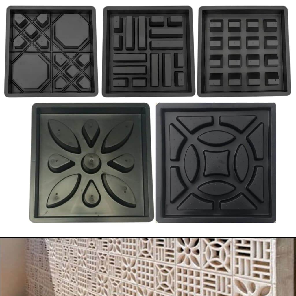 Molde Forma Elemento Vazado Arabe/16 Furos/4 Pontas/Flor/Taco Chines Bloco Aberto 39x39x7 Muxarabi Cobogó Combosé