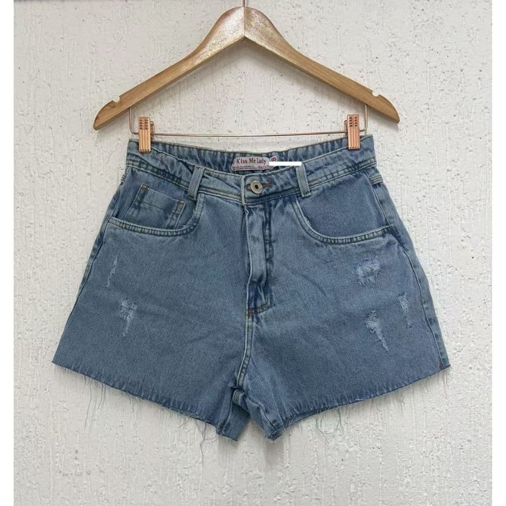 Short Jeans feminina com Bolso Bermuda Feminina Com Rasgo