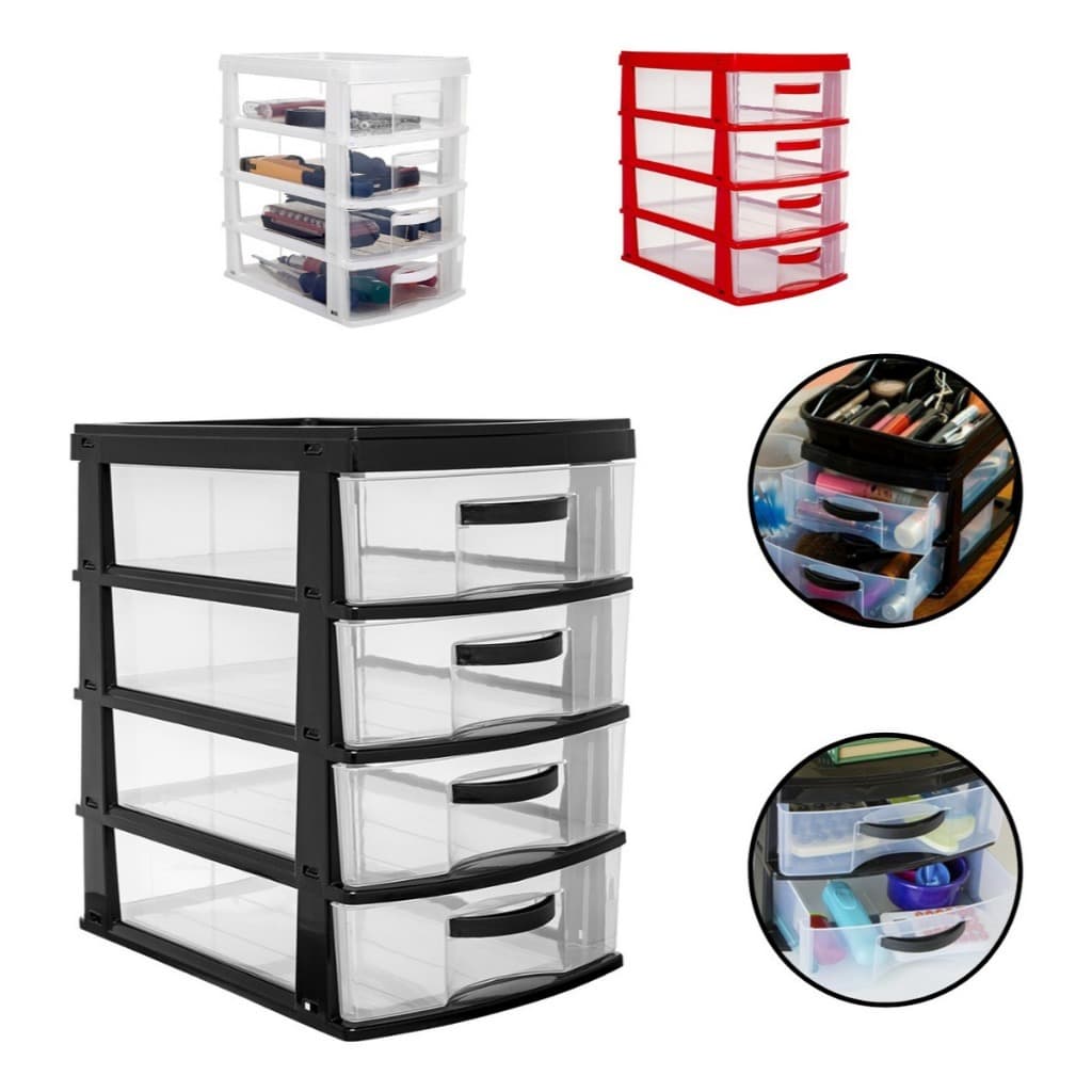 Gaveteiro Organizador com 4 Gavetas Grande em Plástico Jaguar