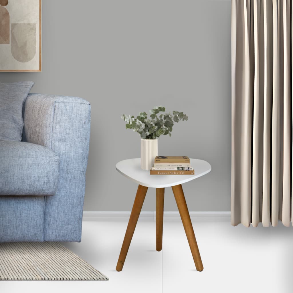 Mesinha Lateral Sala Pe Palito Retro Decorativa Tampo Orgânico