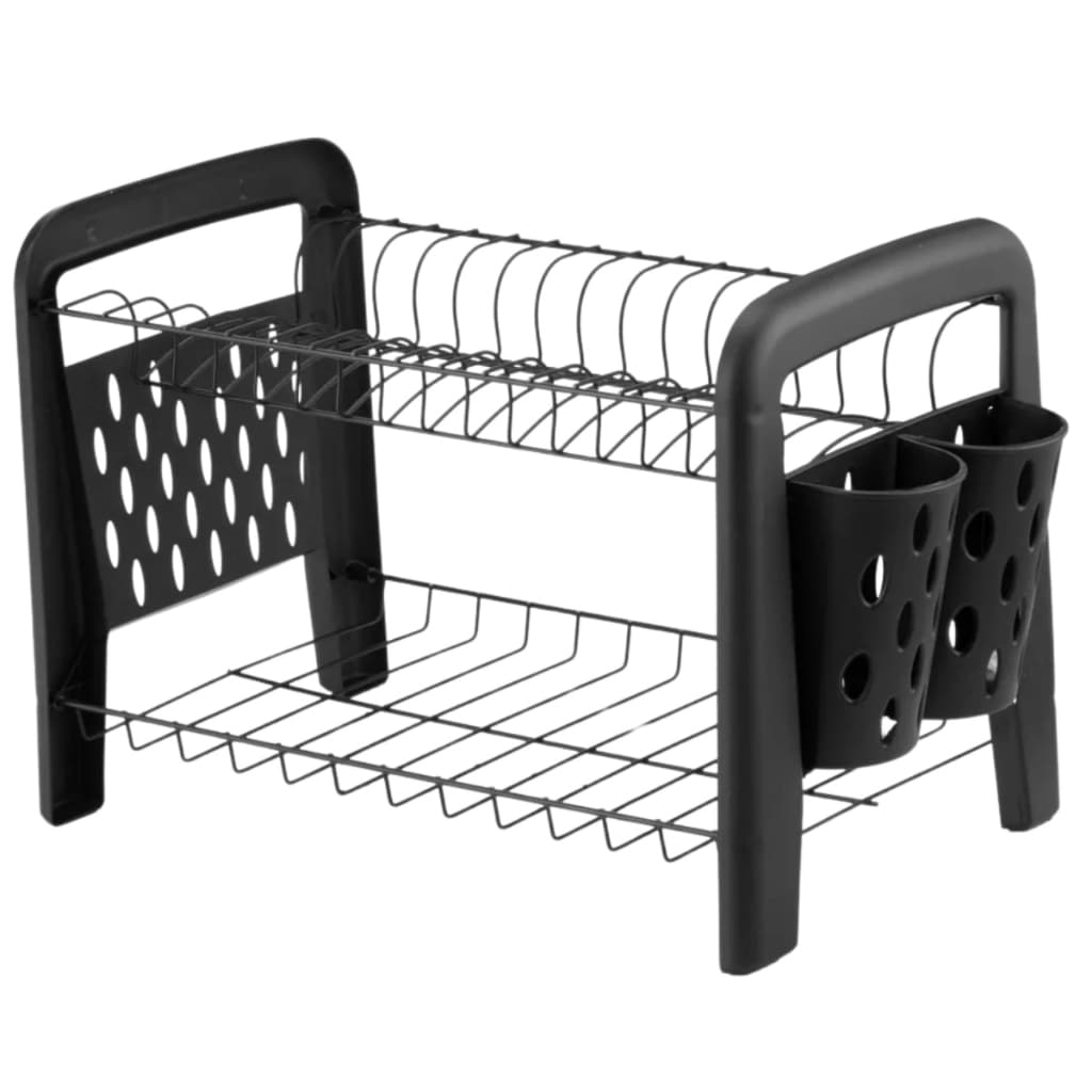 Escorredor de Louça Desmontável Duplo Porta Talheres Preto Antioxidante Arthi