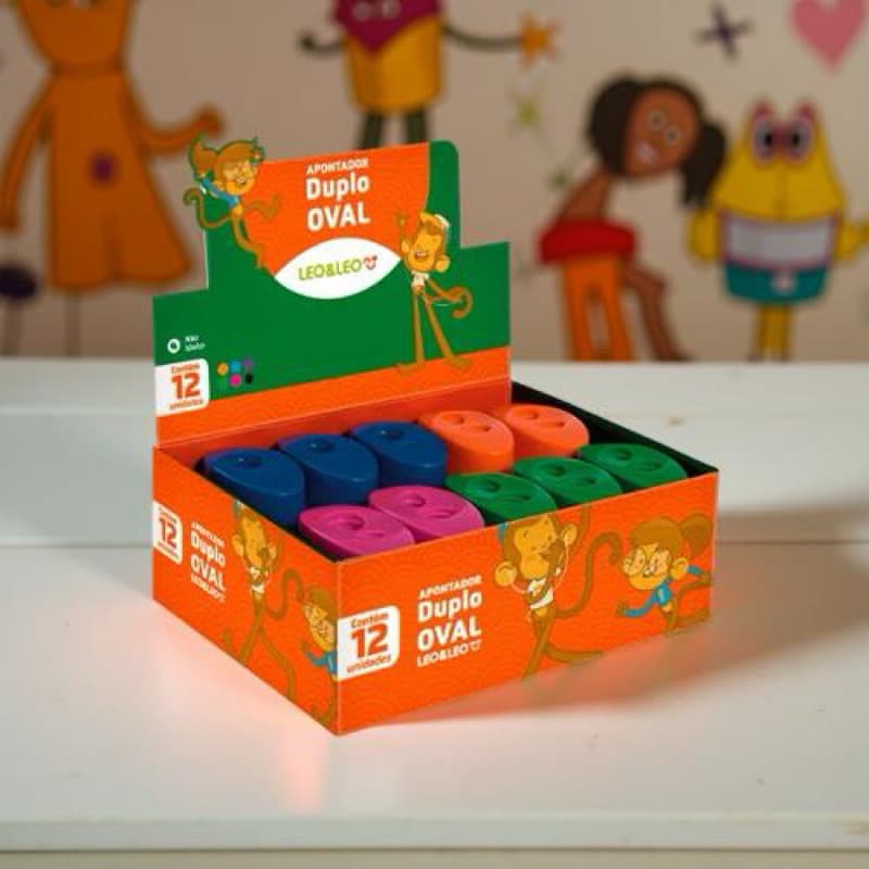Apontadores Duplo Oval C/Deposito Caixa C/12 Und Leoeleo