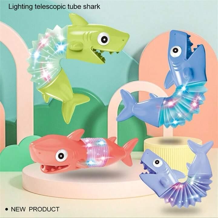 (Cor Aleatória) Brinquedo Tubo De Esticar De Animal De Tubarão Iluminado, Brinquedo Giratório Criativo Para Crianças