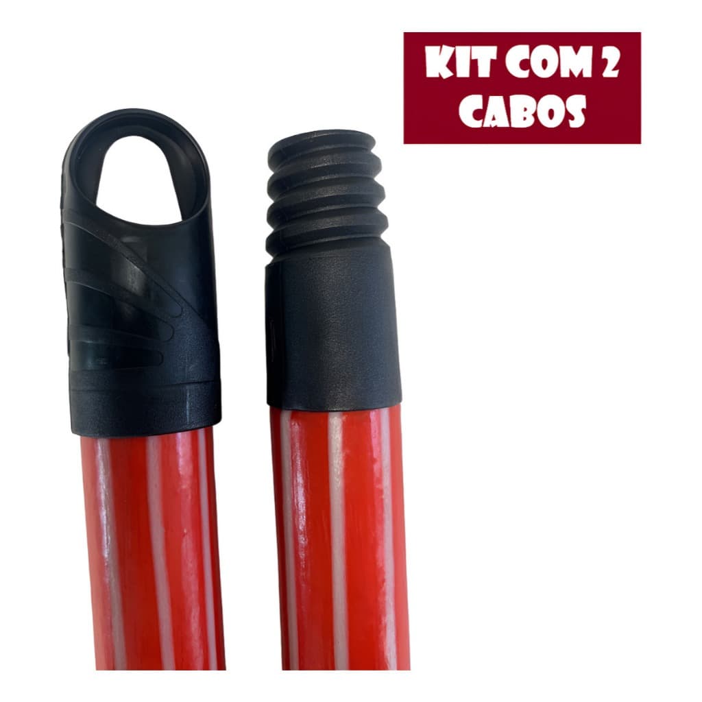 Kit 2 Cabos de Vassoura Plastificados com Alça e Rosca Plástica Reforçada Resistentes e Compatíveis