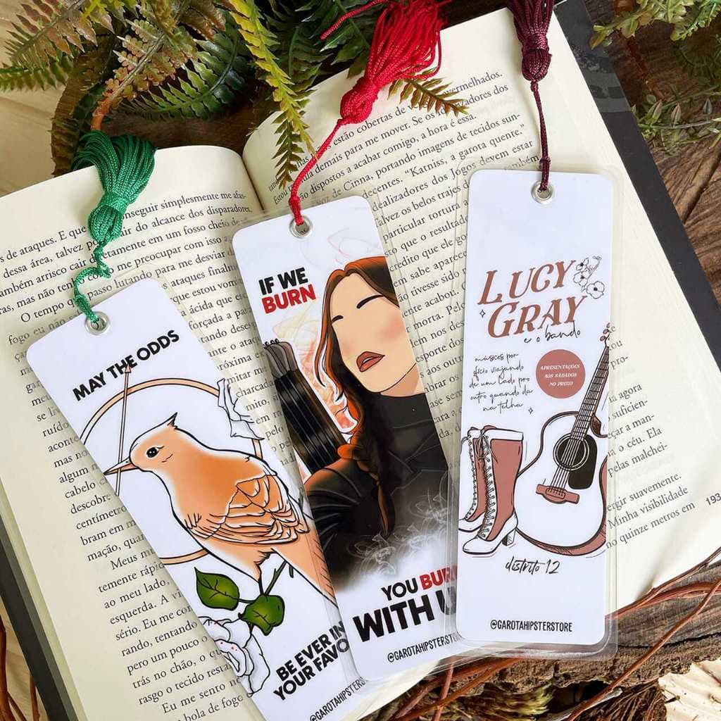 Marca Páginas Jogos Vorazes Plastificado com Tassel (fanarts)