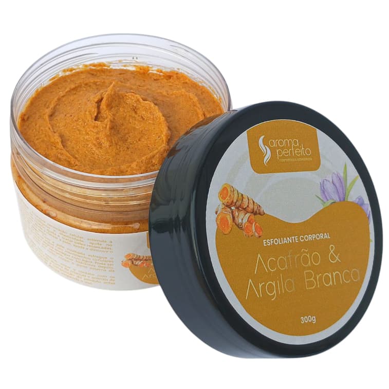 Esfoliante de Açafrão com Argila branca 300g