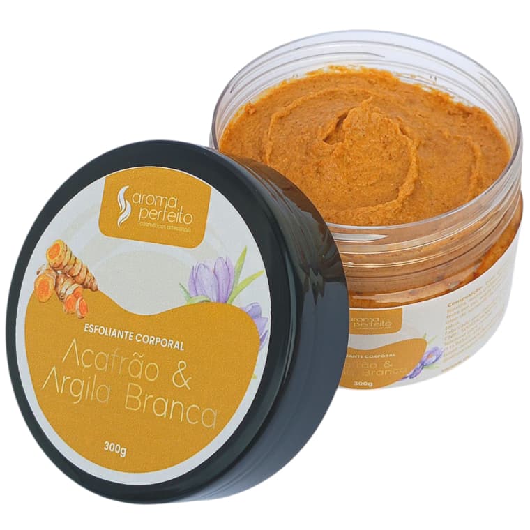 Esfoliante Corporal de Açafrão com Argila Branca (anti foliculite, clareador) 300g