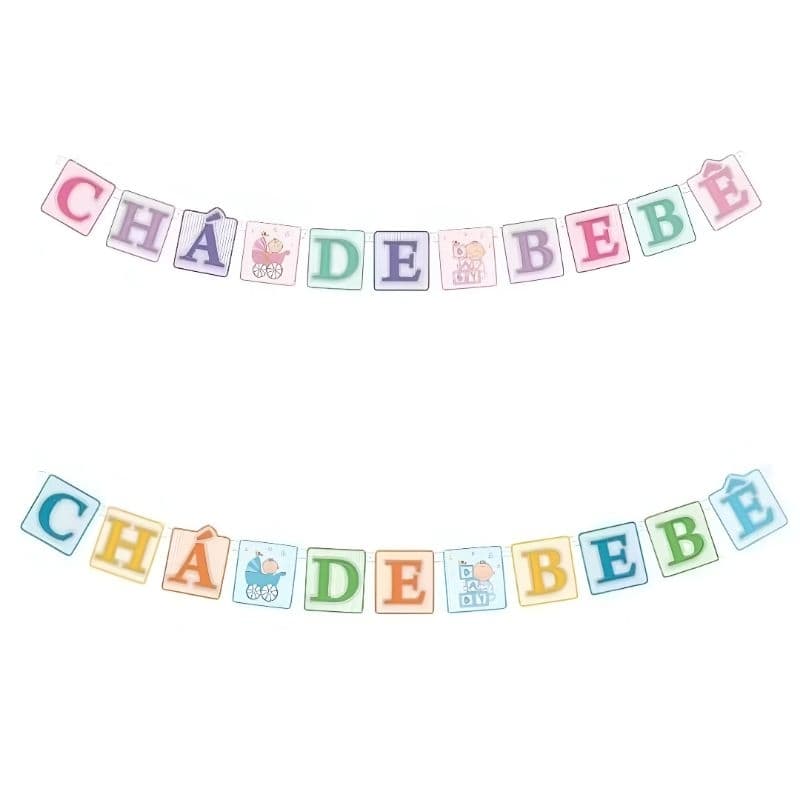 Faixa Chá de Bebê 01 Unidade Bandeirinha Decorativa Chá de Bebe Menina Ou Menino Decoração Festa Chá de Bebe