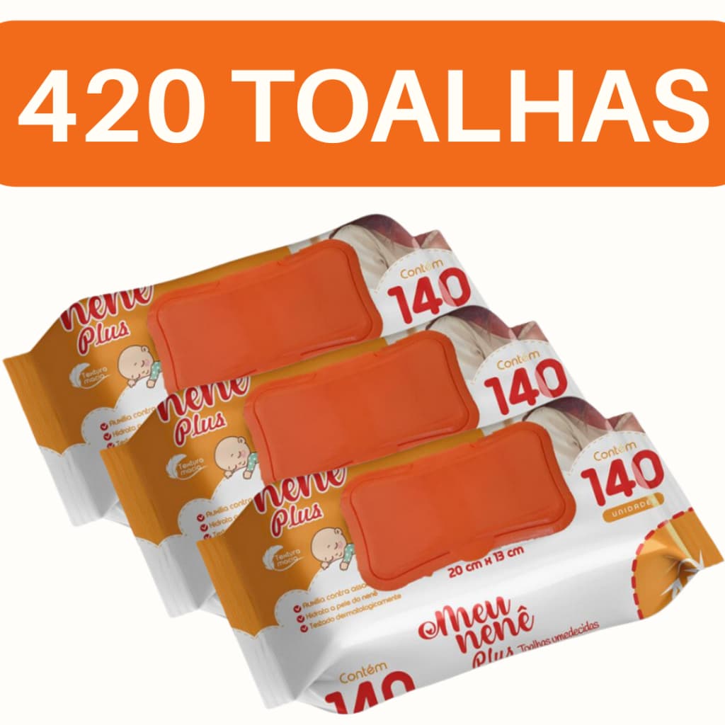 420 Toalhas Umedecidas 3 Pacotes Meu Nenê Promoção