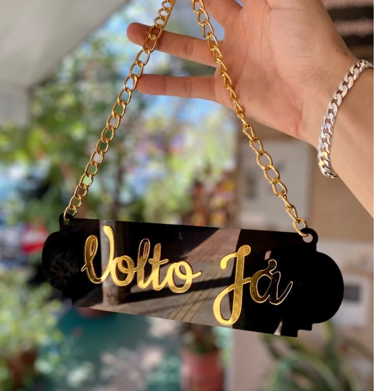 PLACA ABERTO E VOLTO JA EM ACRILICO ESPELHADO