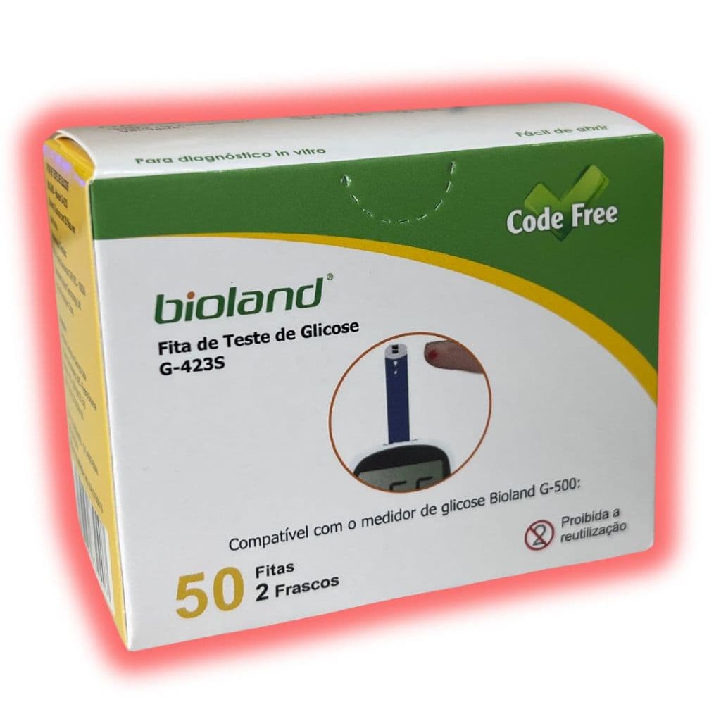 50 Tiras Glicose Bioland Fitas Medir Glicemia Diabetes