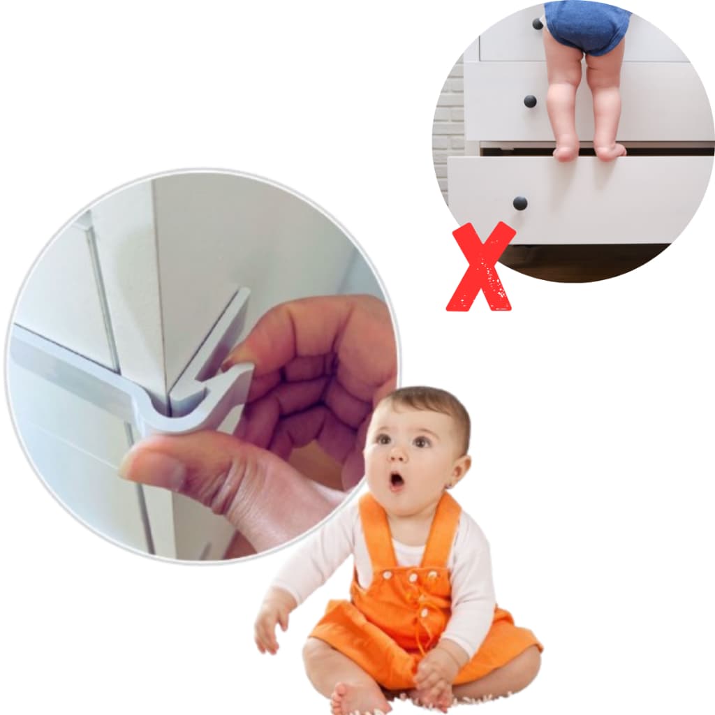 Kit Trava de Gaveta Bebe Cômoda Segurança Protetor Proteção Infantil Criança Kids Fralda Chupeta