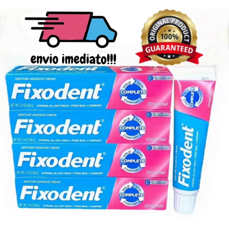 kit de 4 Fixodent Original 68g（4 turbo） 100% Original Fixador De Prótese Em Gel Sem Glúten