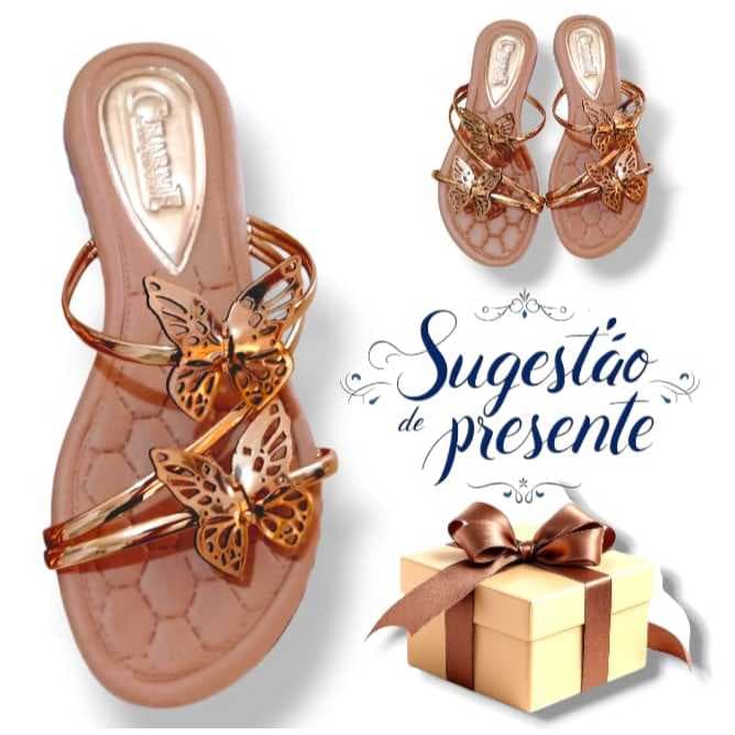 Sandália Feminina Rasteirinha Plana com Brilho Strass Rasteira Confortável Dia a Dia