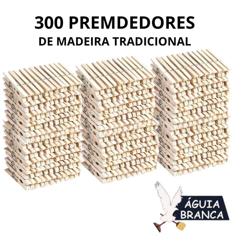 300 prendedores ÁGUIA BRANCA de madeira tamanho tradicional ENVIO IMEDIATO