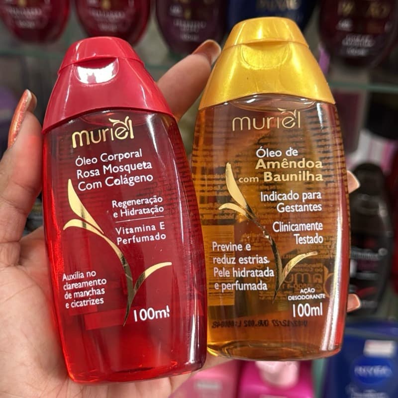 Kit 2 Óleo Corporal De Amêndoas Baunilha e Rosa Mosqueta 100ml - Muriel