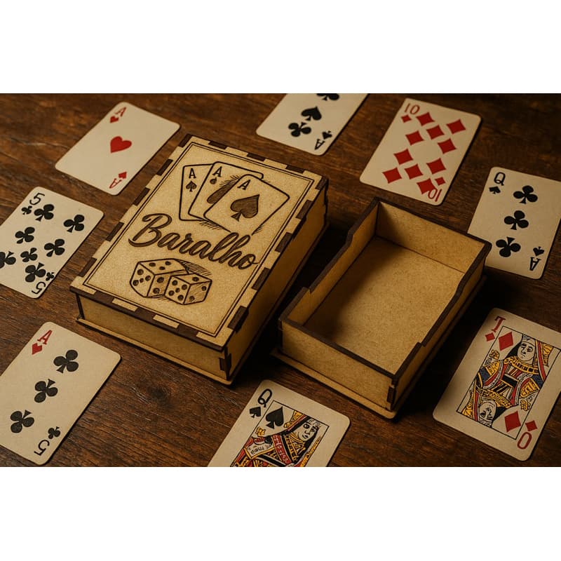 Case Proteção para Jogo de Cartas Baralho em Mdf