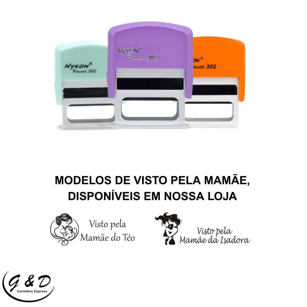 Carimbo Para Agenda Escolar Visto pela Mamãe - Carimbo Nykon 302 Automático - Media 14x38