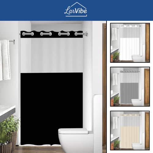 Cortina para Box Banheiro com Visor Ilhós PVC 100% Impermeável Antimofo Resistente Várias Cores