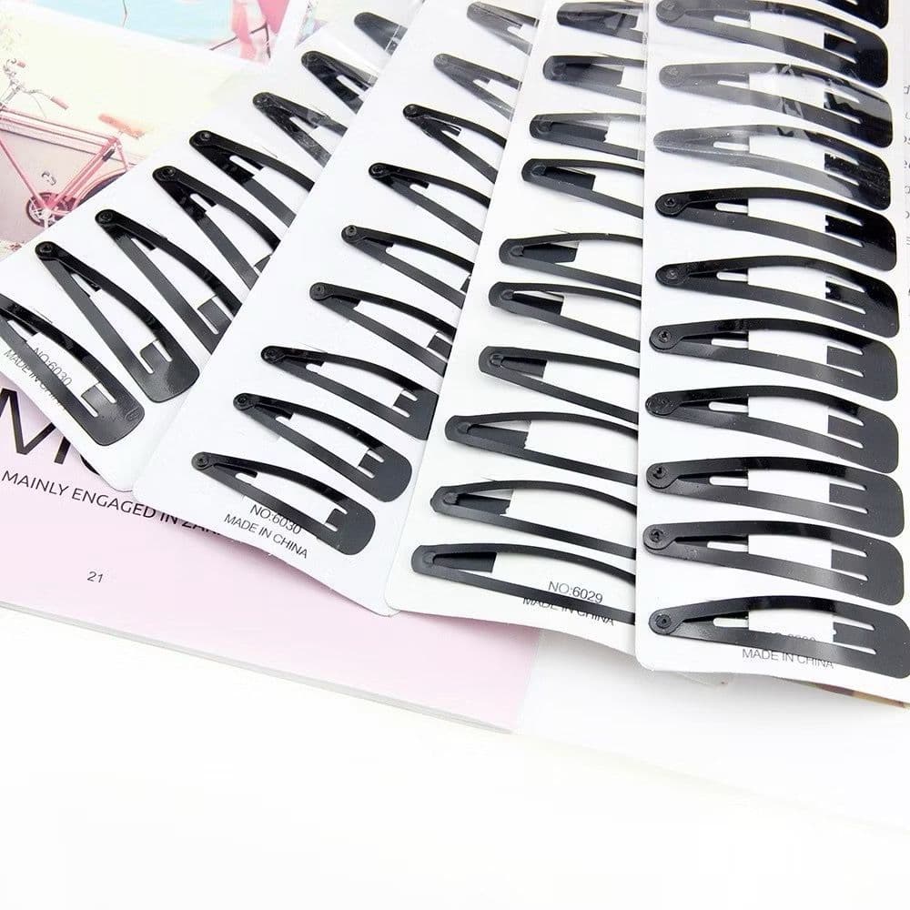 Kit 12/60 Unidades Presilha Prendedores de Cabelo TIC TAC Grampo Na COR PRETA / Envio Imediato