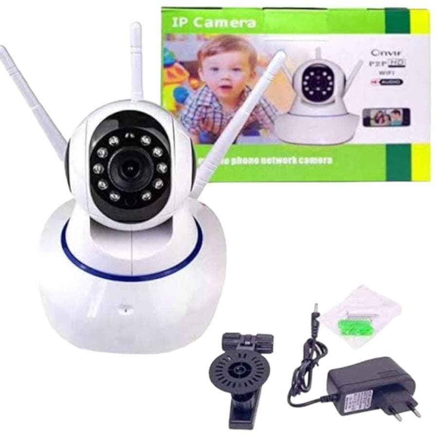 câmera wi-fi robô 3 antenas Yoosee visão noturna full HD 360º microfone áudio babá eletrônica robozinho sem fio - Bivolt