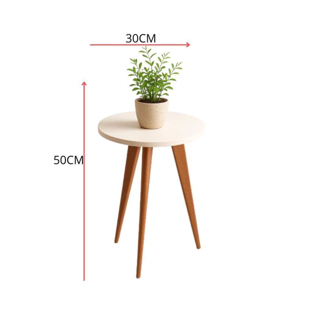 Mesa de Apoio Redonda Mesa Lateral de MDF Pés Palito Madeira Mesinha Tripe Porta Quadros Decoração