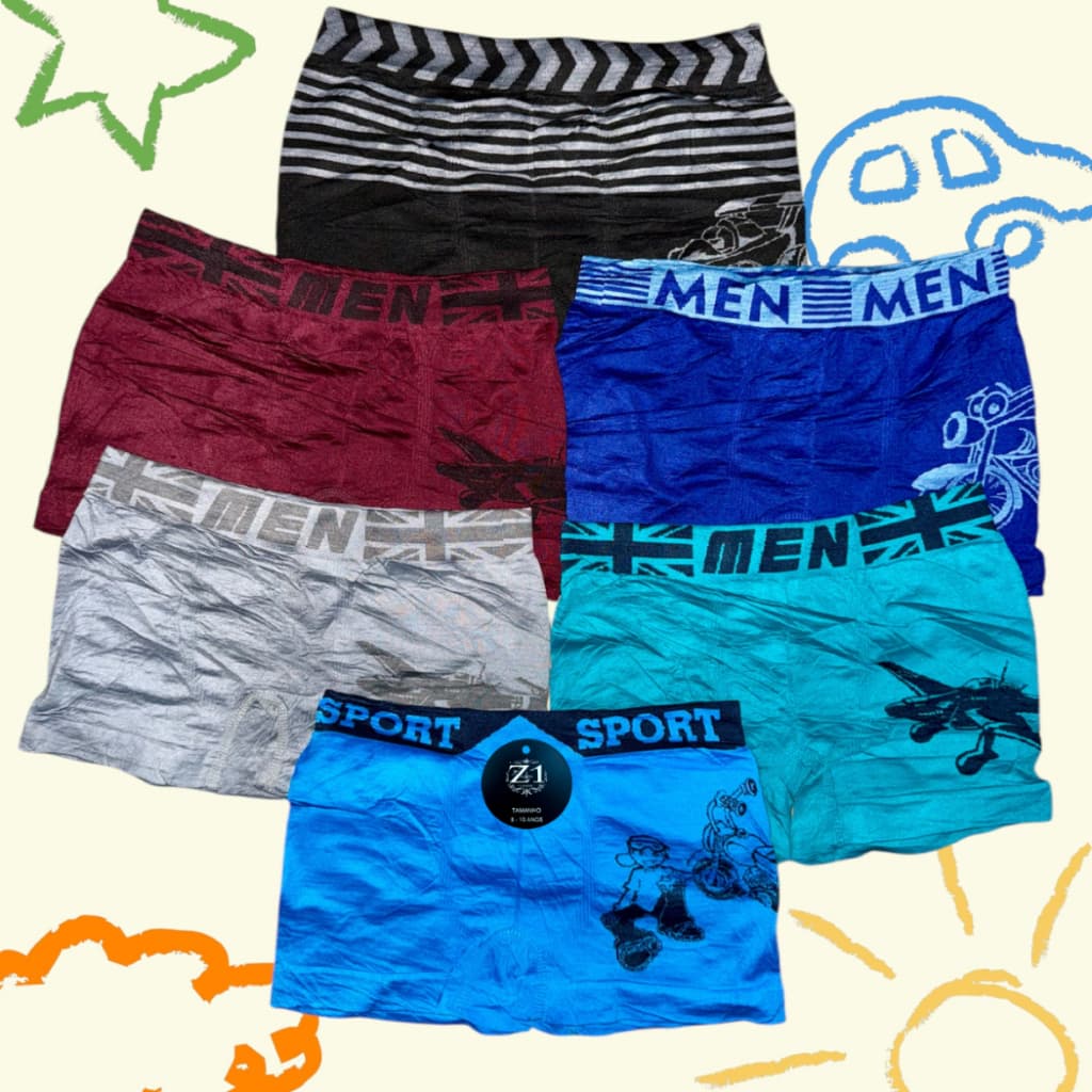 Kit com 2/5/10 Cuecas Box Boxer Microfibra Infantil Juvenil MEN Boy Criança Bebê Masculino Tam 01 a 16 Anos