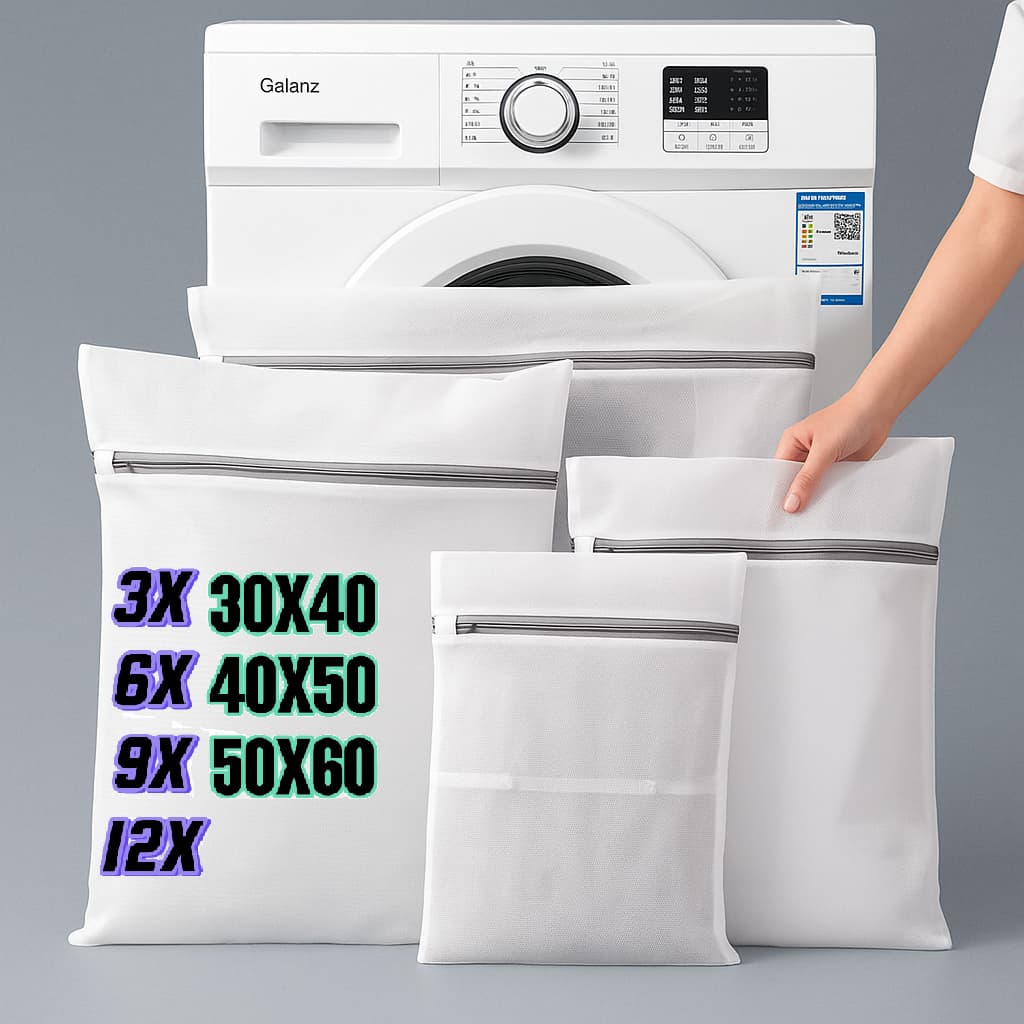 Kit Sacos Lava Roupa Facil Para Máquina de Lavar Delicadas  Íntimas Organizador de Roupas Ziper Rosa