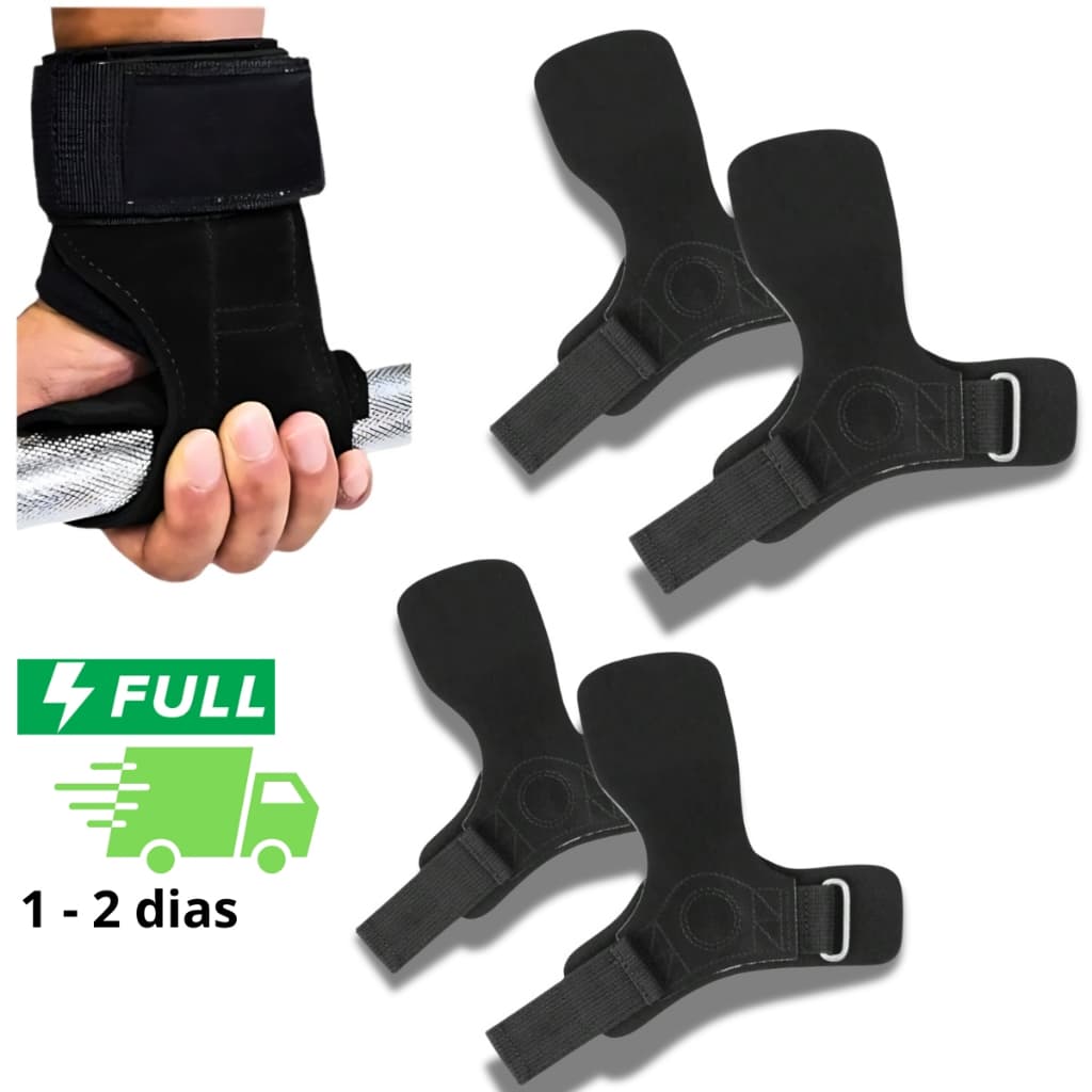 Kit 2 PARES Luva Hand Grip Couro Legítimo Profissional Academia e Crossfit PREMIUM
