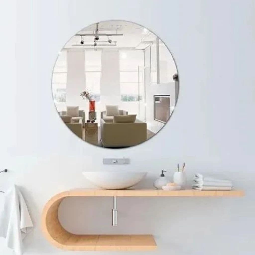 Espelho Placa Adesivo Oval Acrílico Sala Banheiro Decorativo