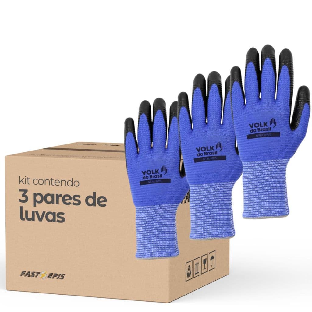Kit 3 Pares de Luva Nitril Wave Látex Smart Volk