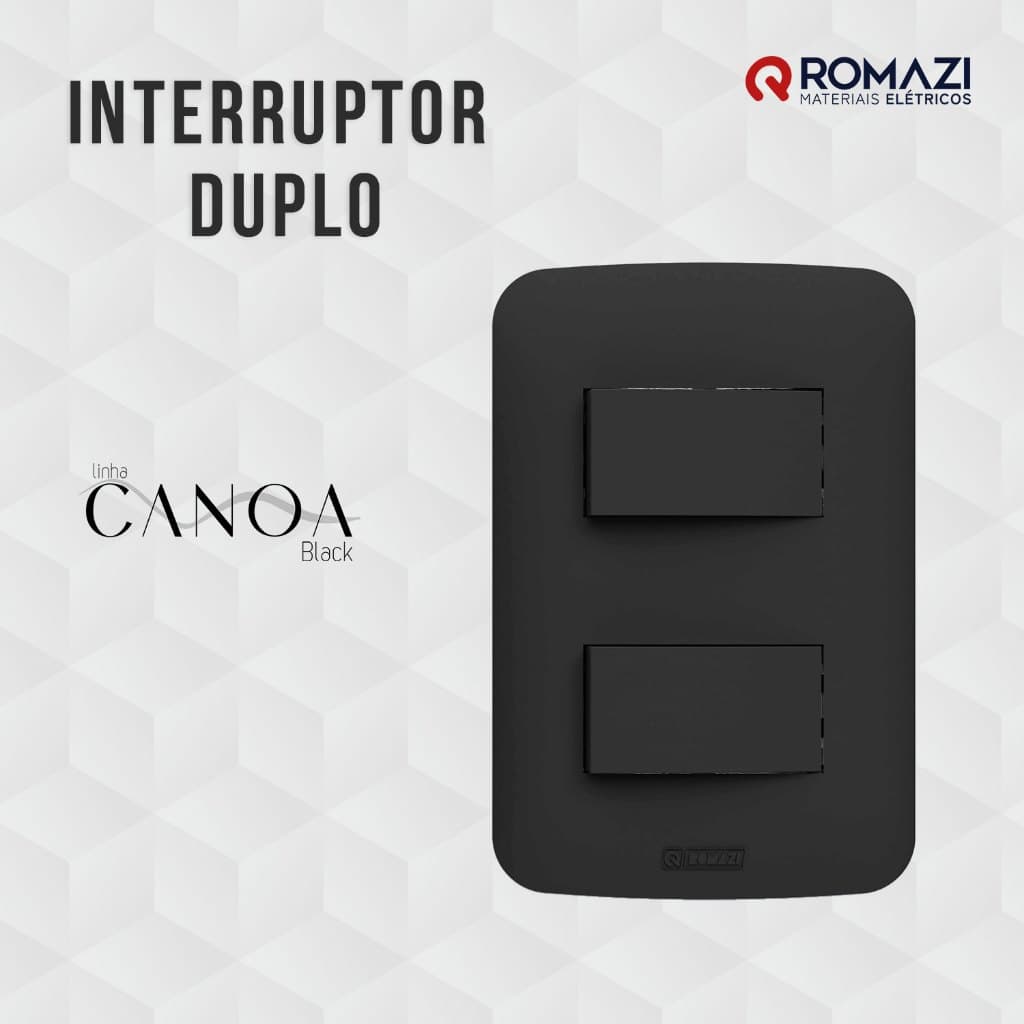 INTERRUPTOR DUPLO CANOA BLACK - ROMAZI