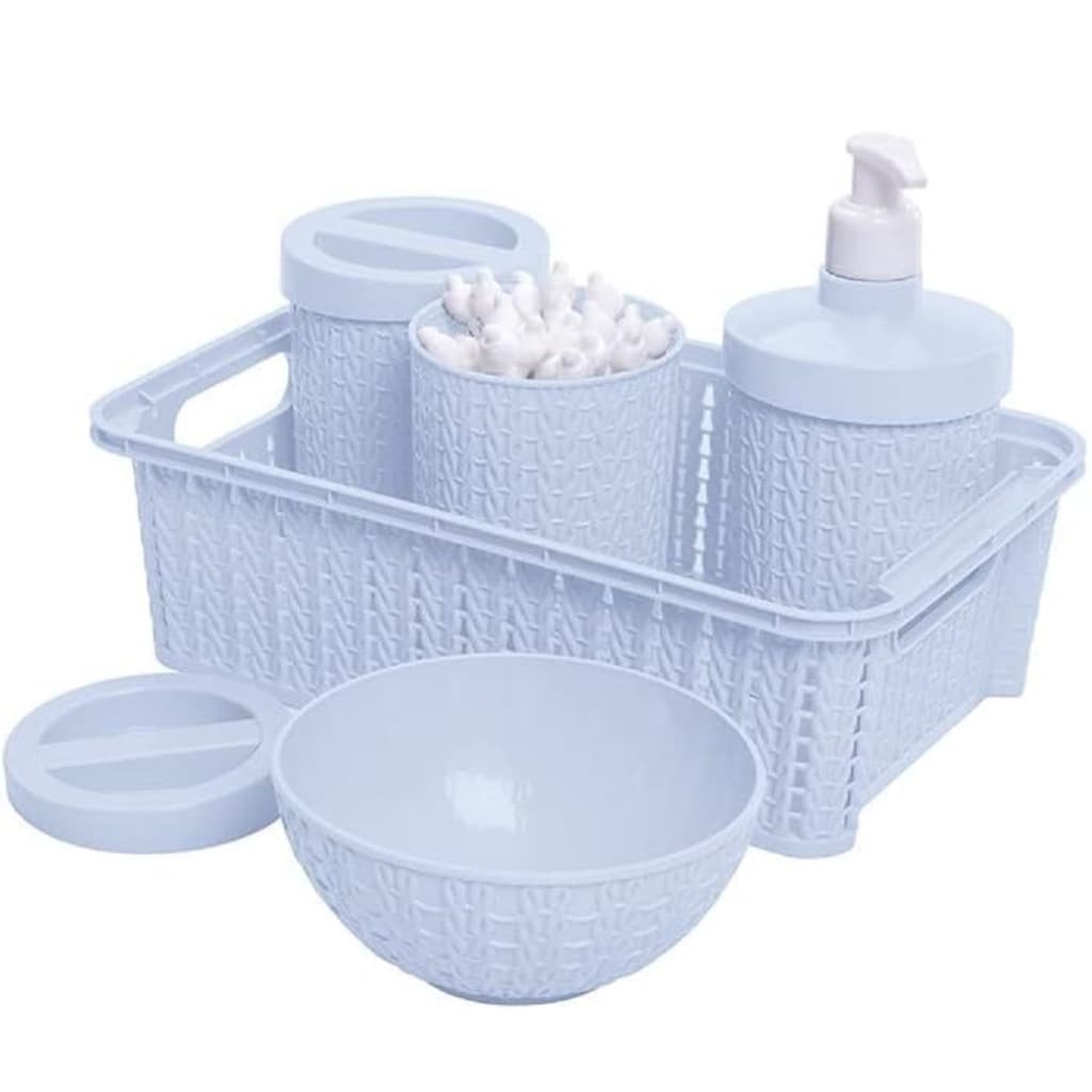Kit Higiene Plasútil Trama 5 Peças Azul