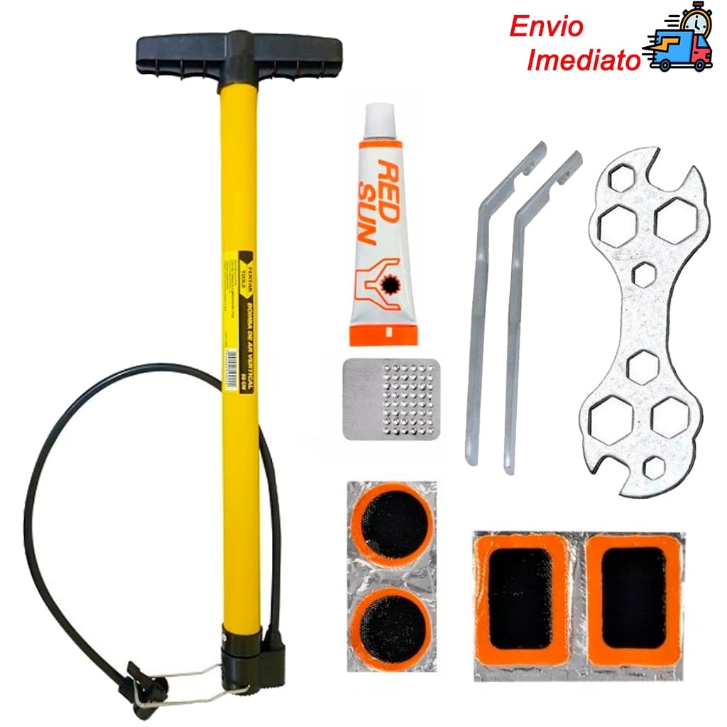 Kit Reparo Pneu Bike Bicicleta 4 Remendo Vipal  Cola Chave universal frio rapido peneu furado Vipal