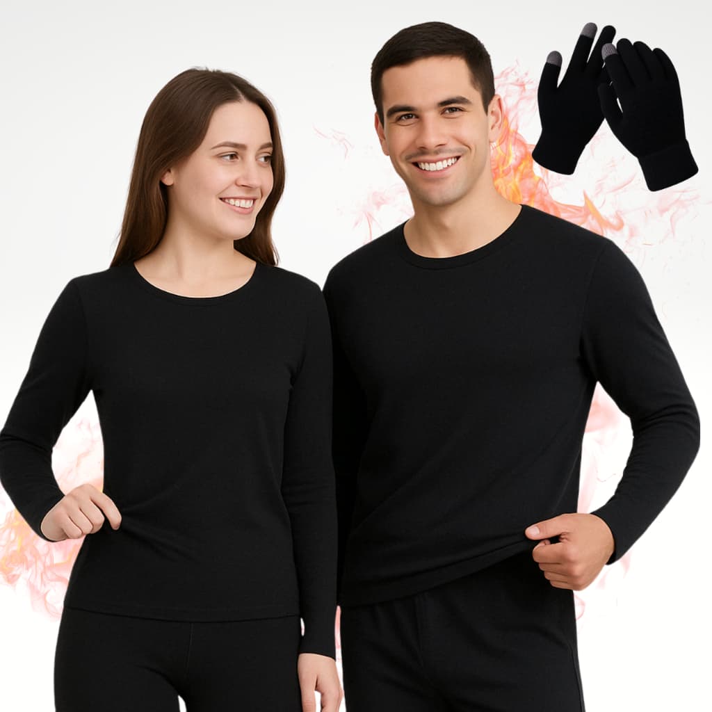 Kit Frio Conjunto 2º Pele Camisa + Calça Térmica Luva Touch