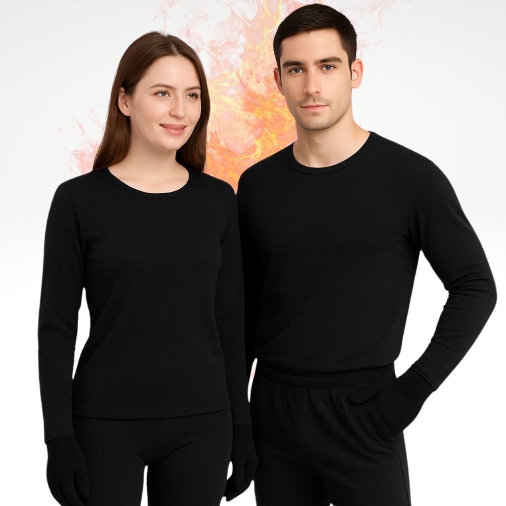 Conjunto Térmico Camisa Calça Frio Inverno Segunda Pele Confortável Flanelado Frio Intenso Masculina Feminina Preta
