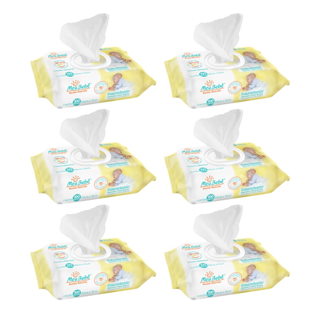 Toalha Umedecida Meu Bebê RN Dermocalmante 600 Folhas (6undX100fls)
