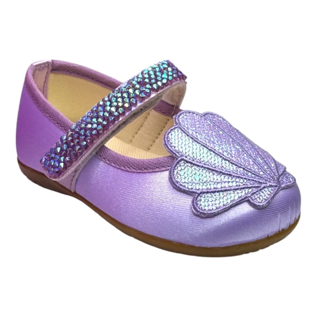Sapatilha Infantil Lilás Menina Concha Tema Fundo do Mar Sereia