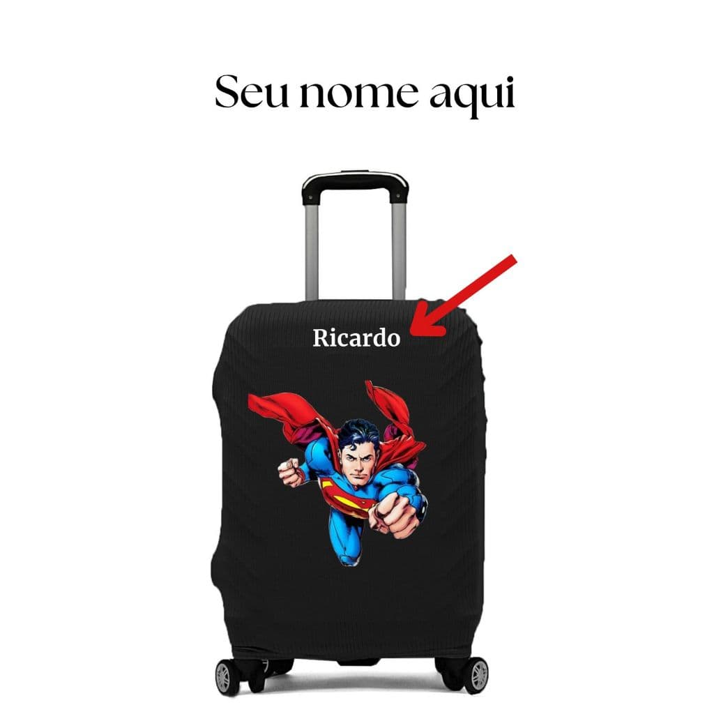 Capa De Mala 8 a 23KG Personalizada Nome Superman Protetor Bagagem Para Viagem Protetora Grande