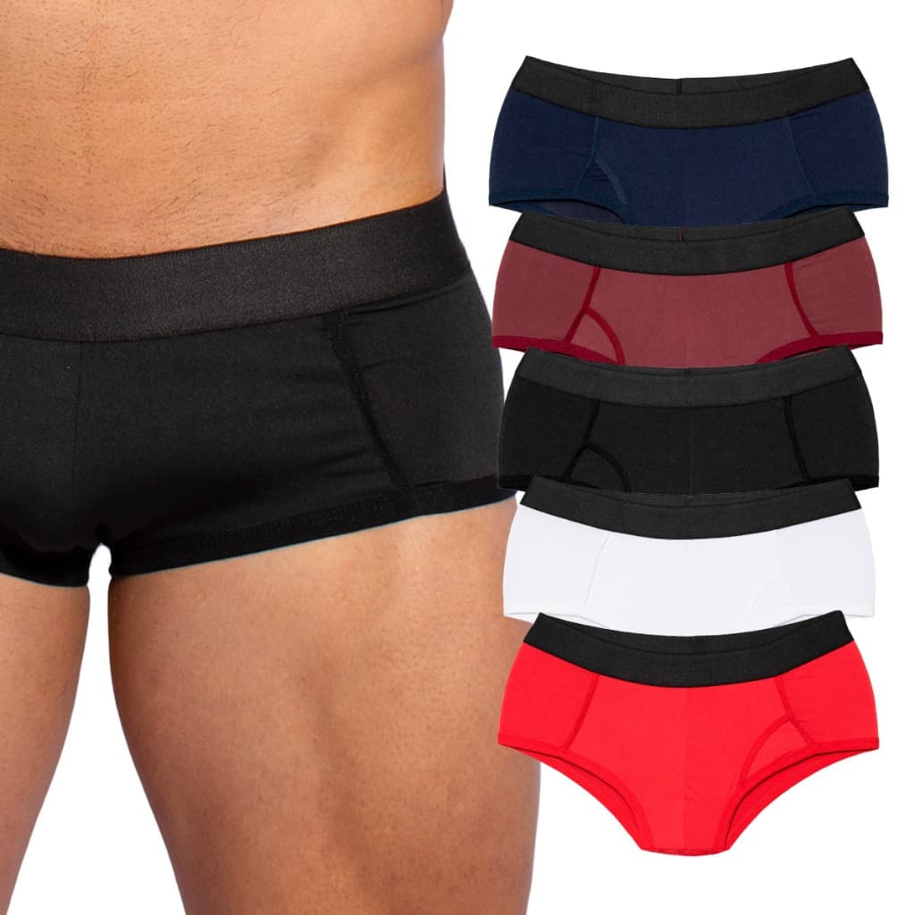 Kit 5 Cuecas Slip Masculina Adulto Lisa Microfibra Moda Underwear
