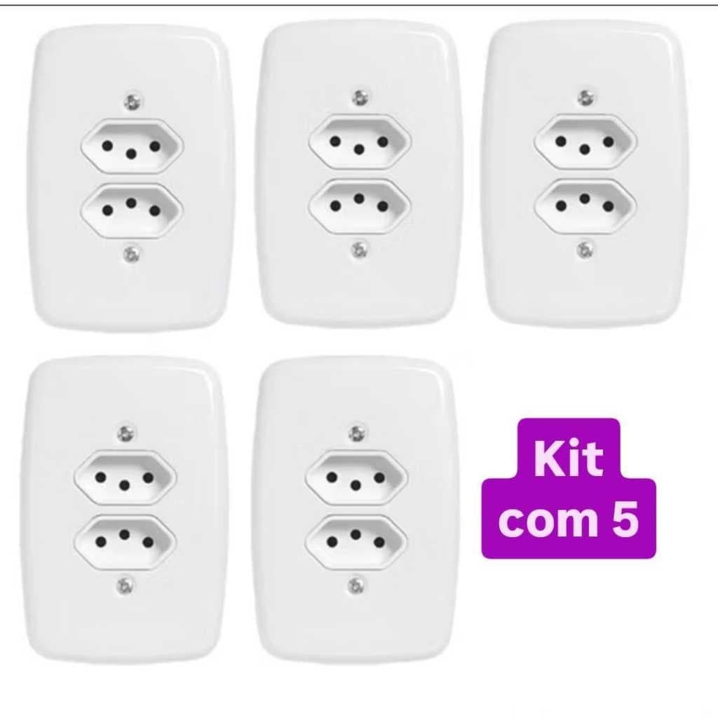 Kit com 5 tomadas duplas 10A ou 20A ideale pluzie